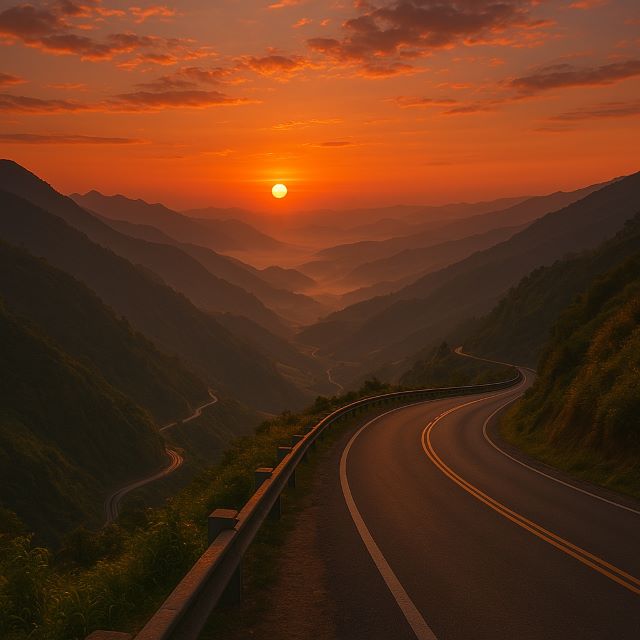 Hoàng hôn trên đèo Pha Đin
