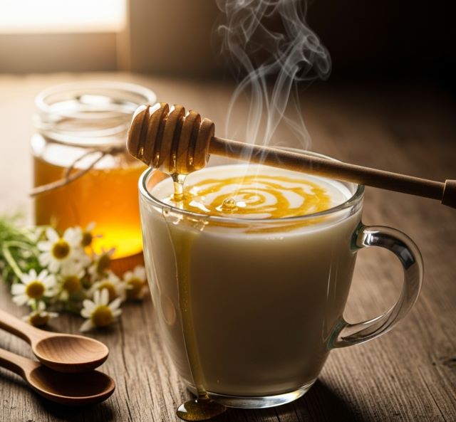 Sữa ấm pha với mật ong