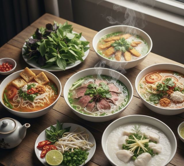 Các món như phở – bún – cháo giúp dễ tiêu
