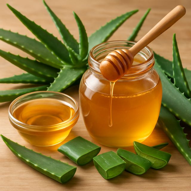 Mật ong nguyên chất và nha đam